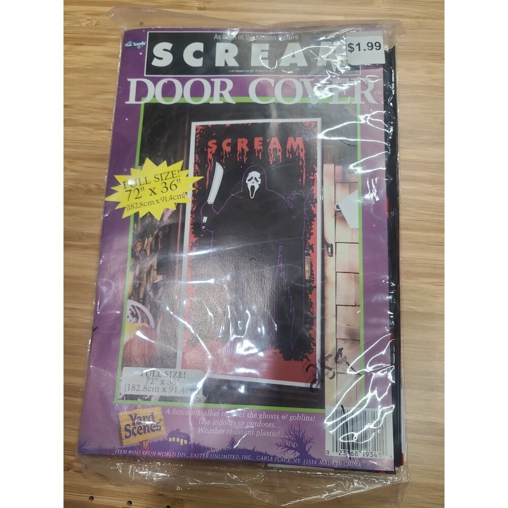 Scream Ghost Face Door Cover By Fun World 1997 NEW In Package - Full Size